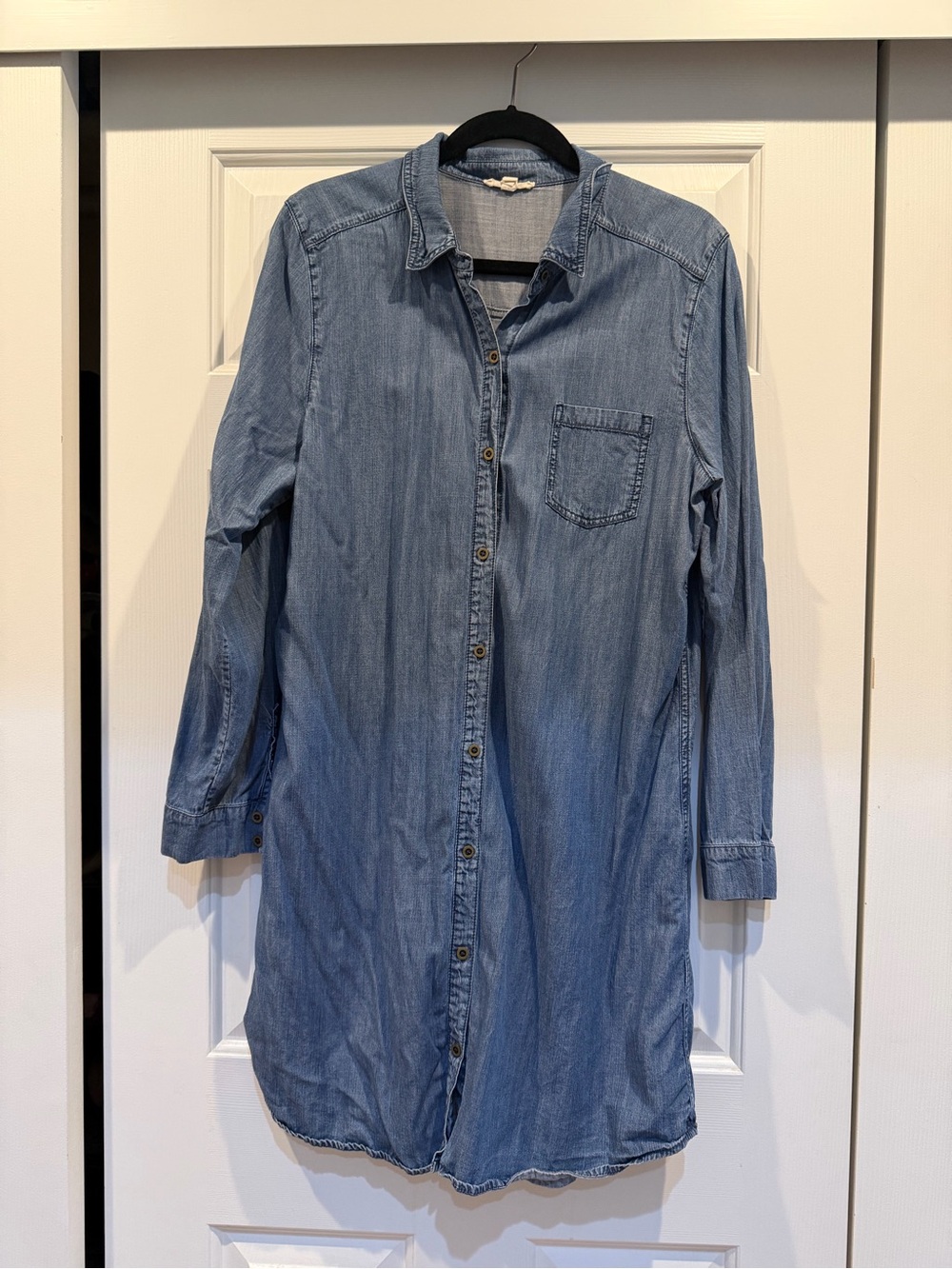 Eileen Fisher Light Blue Denim Shirt Dress with Long Sleeves